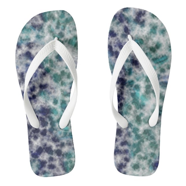 Turquoise and Purple marble abstract   Thongs (Footbed)