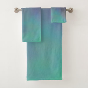 Turquoise and Purple MArbled Cloud abstract Bath Towel Set