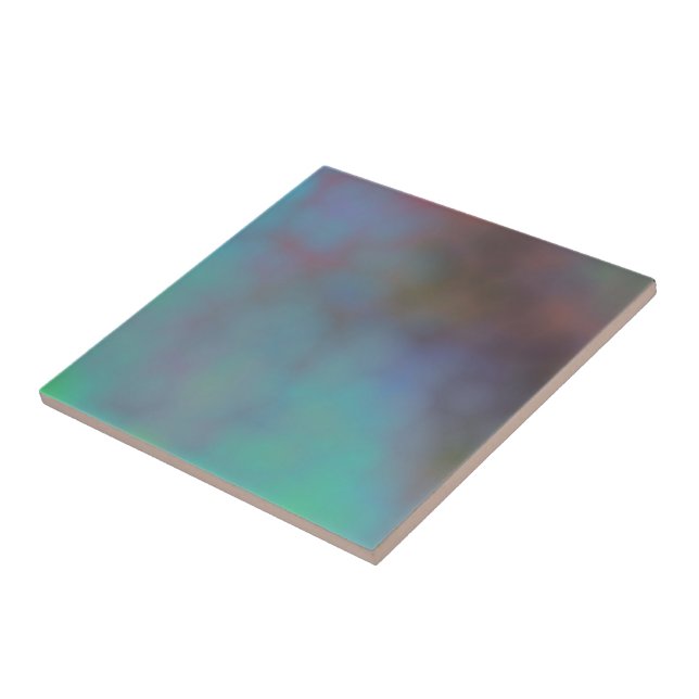 Turquoise and Purple MArbled Cloud abstract Ceramic Tile (Side)