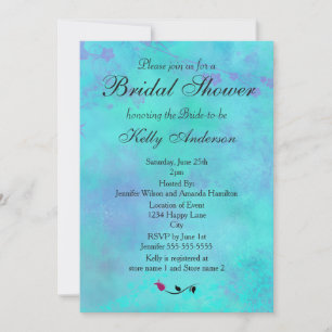 Turquoise and Purple Misty Abstract Bridal Shower Invitation