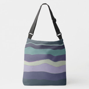 Turquoise and Purple Wavy Stripes Crossbody Bag