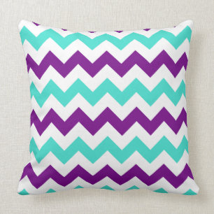 Turquoise and Purple Zigzag Cushion