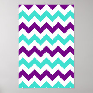 Turquoise and Purple Zigzag Poster