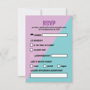 Turquoise and Purpura Triangulo Wedding RSVP Card