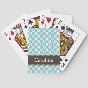Turquoise and Red Daisy Playing Cards