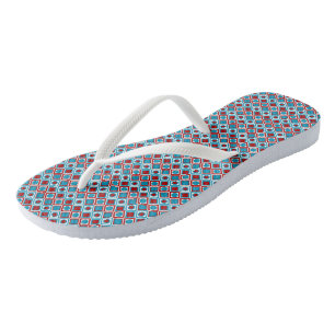 Turquoise and Red Diamond Pattern Thongs