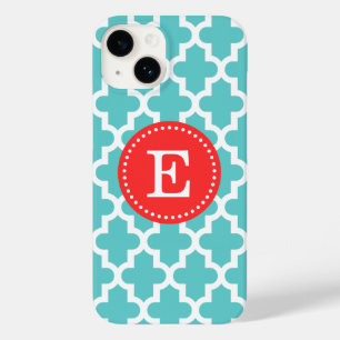 Turquoise and Red Modern Moroccan Monogram Case-Mate iPhone 14 Case