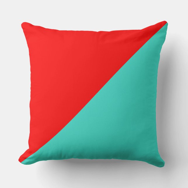 Turquoise and Red Solid Colour Background Cushion (Front)
