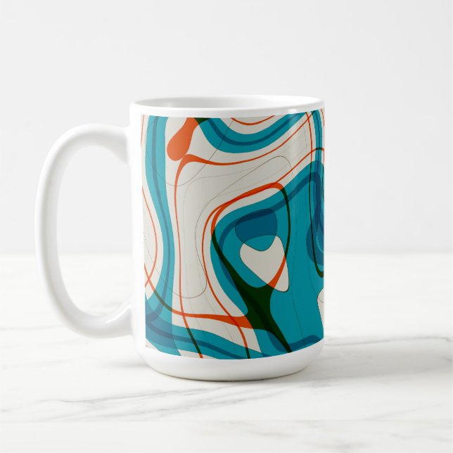 Turquoise and Red Swirls Coffee Mug (Left)
