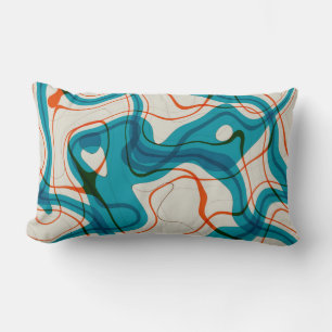 Turquoise and Red Swirls Lumbar Cushion