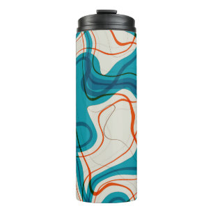 Turquoise and Red Swirls Thermal Tumbler