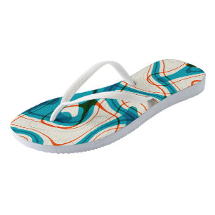 Turquoise and Red Swirls Thongs