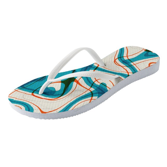 Turquoise and Red Swirls Thongs (Angled)