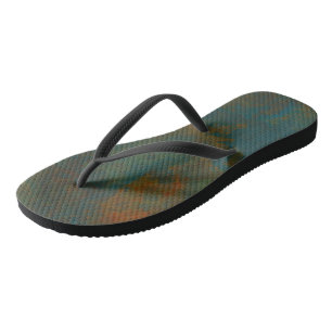 Turquoise and Rust Abstract Thongs