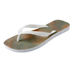 Turquoise and Rust Abstract Thongs