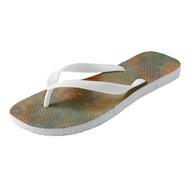 Turquoise and Rust Abstract Thongs (Angled)