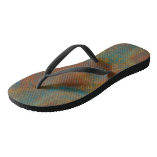 Turquoise and Rust Abstract Thongs