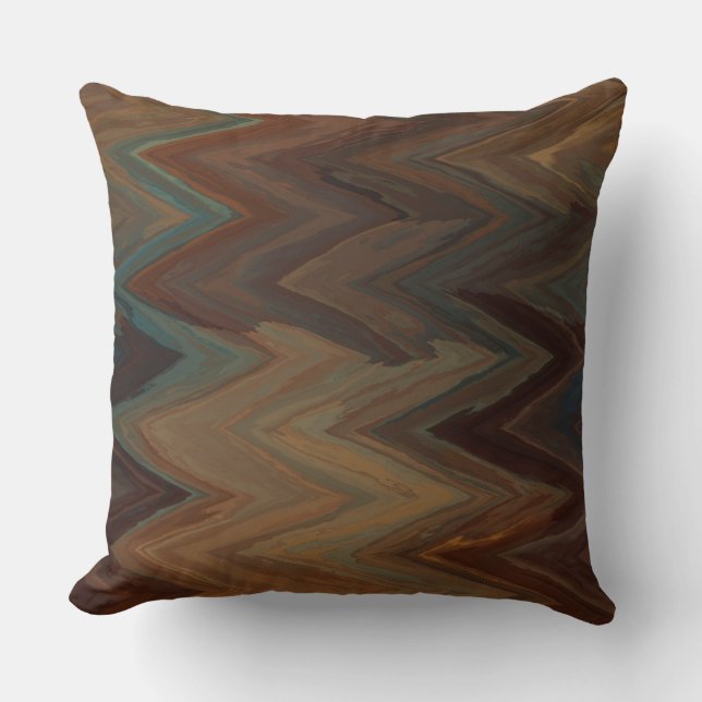 Turquoise and Rust chevron Pattern  Cushion (Front)