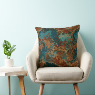 Turquoise and Rust Cushion