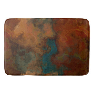 Turquoise and Rust Marble abstract Bath Mat