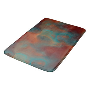 Turquoise and Rust Marble abstract Bath Mat