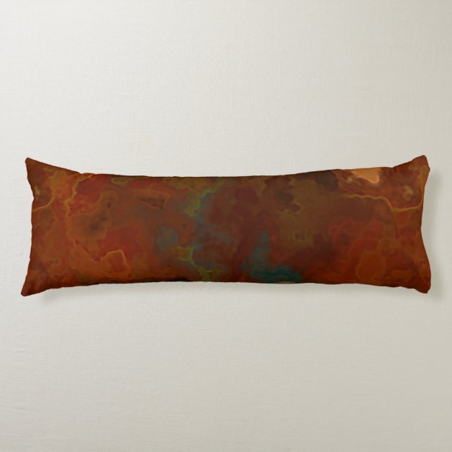 Turquoise and Rust Marble abstract Body Cushion (Front)
