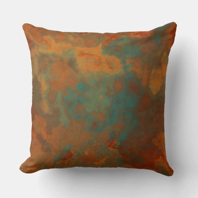 Turquoise and Rust Marble abstract Cushion (Front)