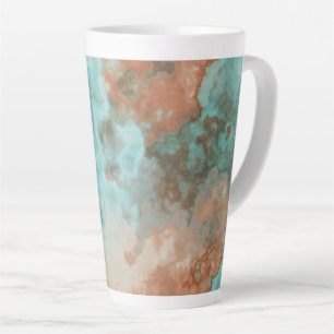 Turquoise and Rust Marble Abstract Latte Mug