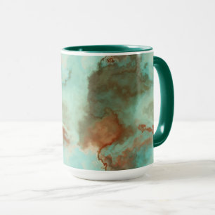Turquoise and Rust Marble Abstract Mug