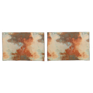 Turquoise and rust Marble Abstract Pillowcase