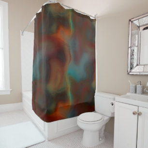 Turquoise and Rust Marble abstract Shower Curtain