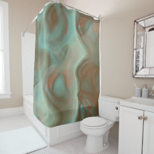 Turquoise and Rust Marble Abstract Shower Curtain