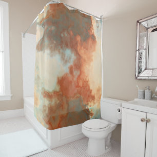 Turquoise and Rust Marble Abstract Shower Curtain