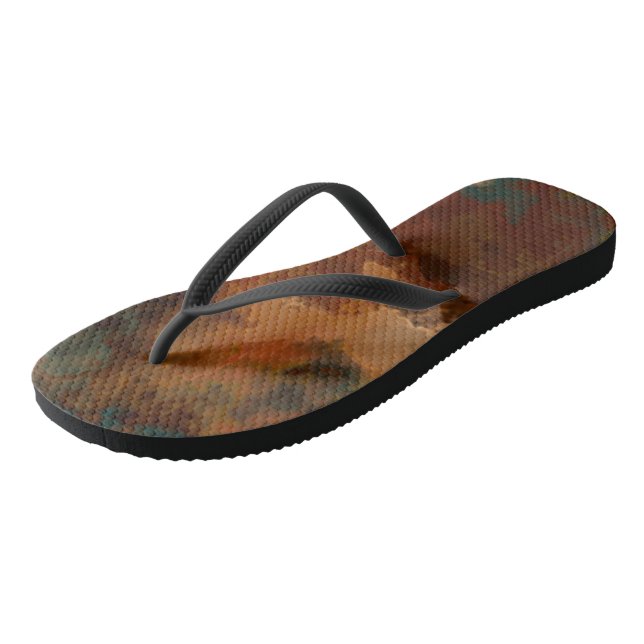 Turquoise and Rust Marble Abstract Thongs (Angled)