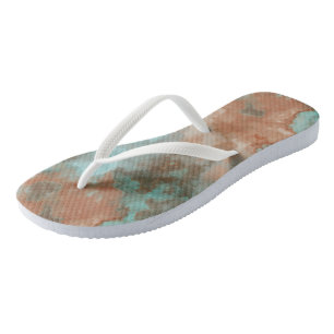 Turquoise and Rust Marble Abstract Thongs
