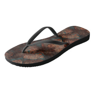 Turquoise and Rust Marble Abstract Thongs