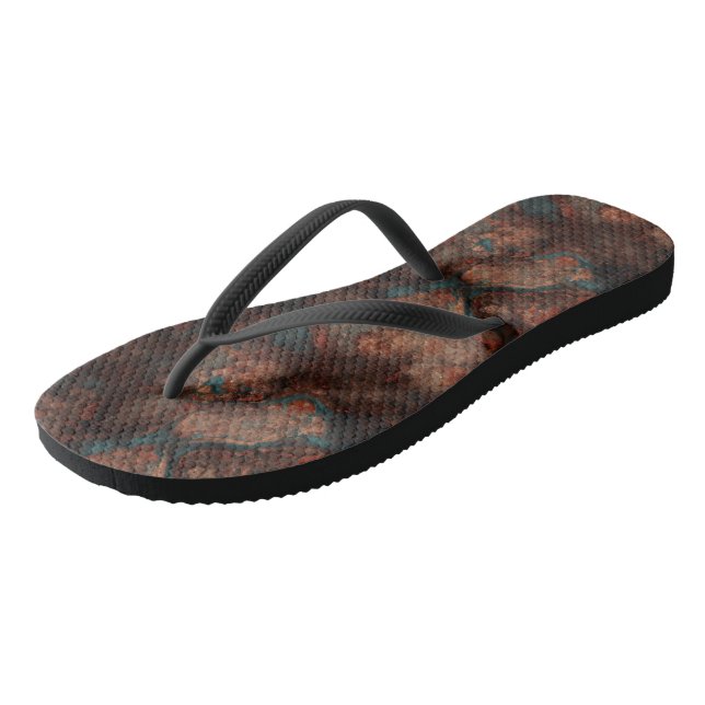 Turquoise and Rust Marble Abstract Thongs (Angled)