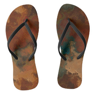 Turquoise and Rust Marble Abstract Thongs