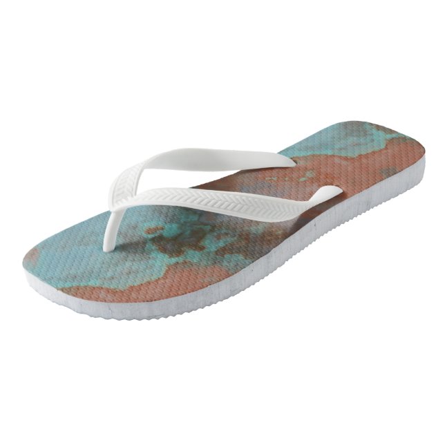 Turquoise and Rust Marble Abstract Thongs (Angled)