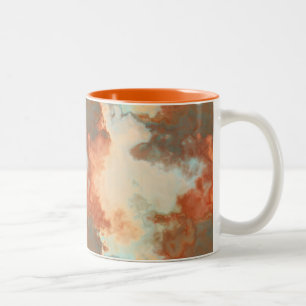 Turquoise and Rust Marble Abstract Two-Tone Coffee Mug