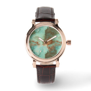 Turquoise and Rust Marble Abstract Watch