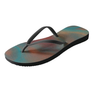 Turquoise and Rust Marble Swirl Abstract Thongs