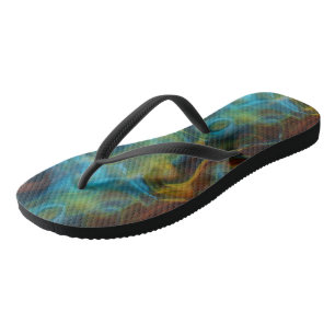 Turquoise and rust smoke marble Abstract Thongs