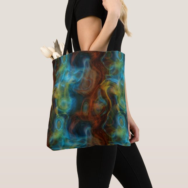Turquoise and rust smoke marble Abstract Tote Bag (Close Up)