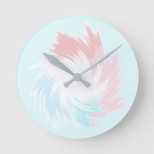 Turquoise and Salmon Pastel Spinning Shape Round Clock