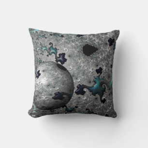 Turquoise and Silver Mandelbrot Cushion