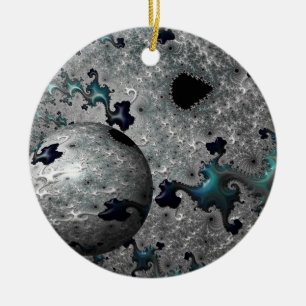 Turquoise and Silver Mandelbrot Decoration