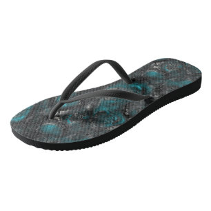 Turquoise and Silver Marble Abstract Thongs