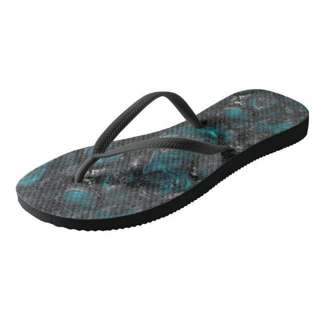 Turquoise and Silver Marble Abstract Thongs (Angled)