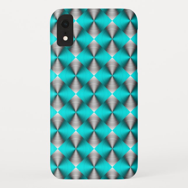 Turquoise and Silver Modern Trendy Case-Mate iPhone Case (Back)